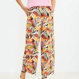 Loft Tropical Print Floral Wide Leg Pants. Size XS